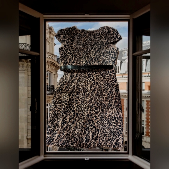 Size 5/6 Suzy Shirt Cheetah Print 3/4 Length Dress - Picture 2 of 2